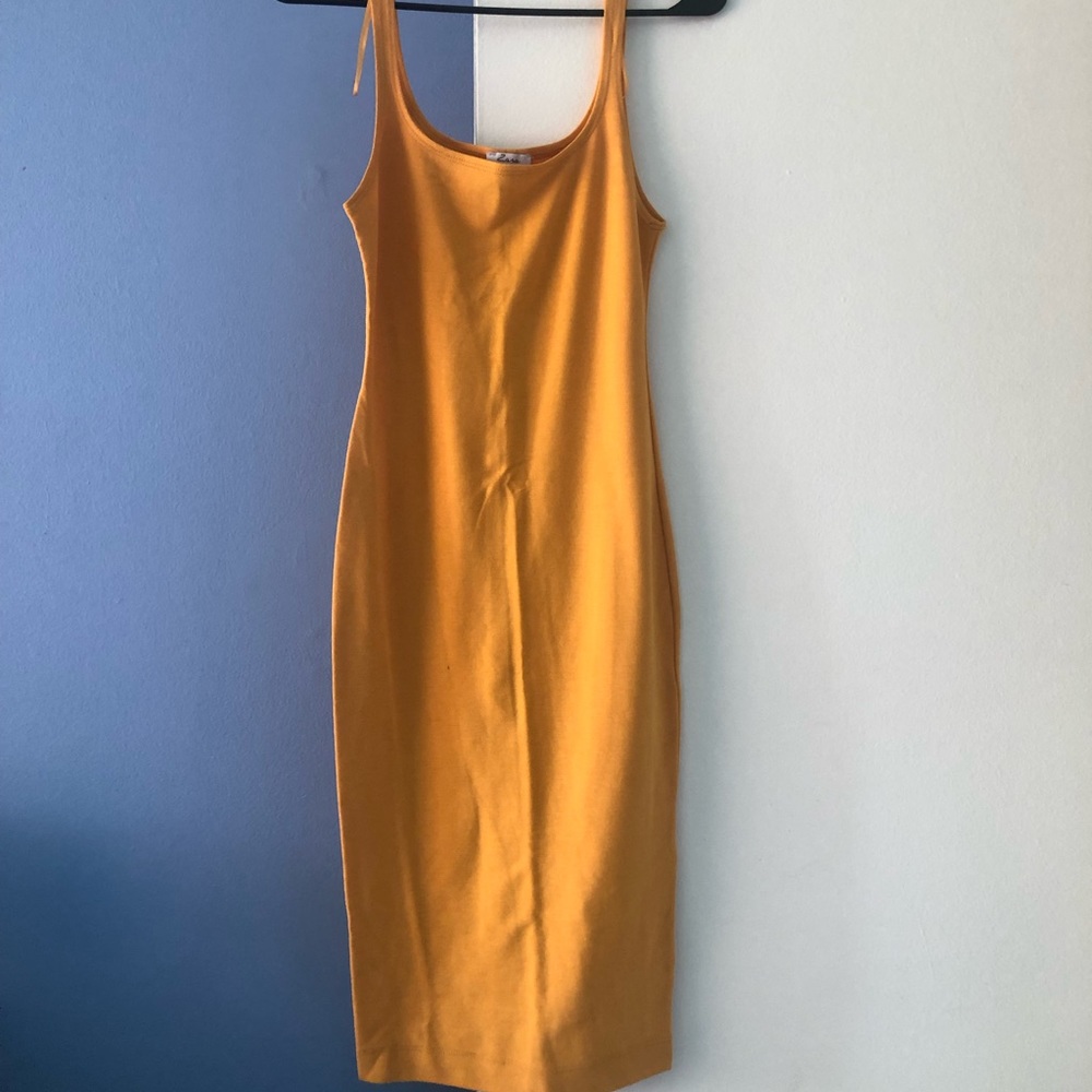 Mustard bodycon dress from Zara